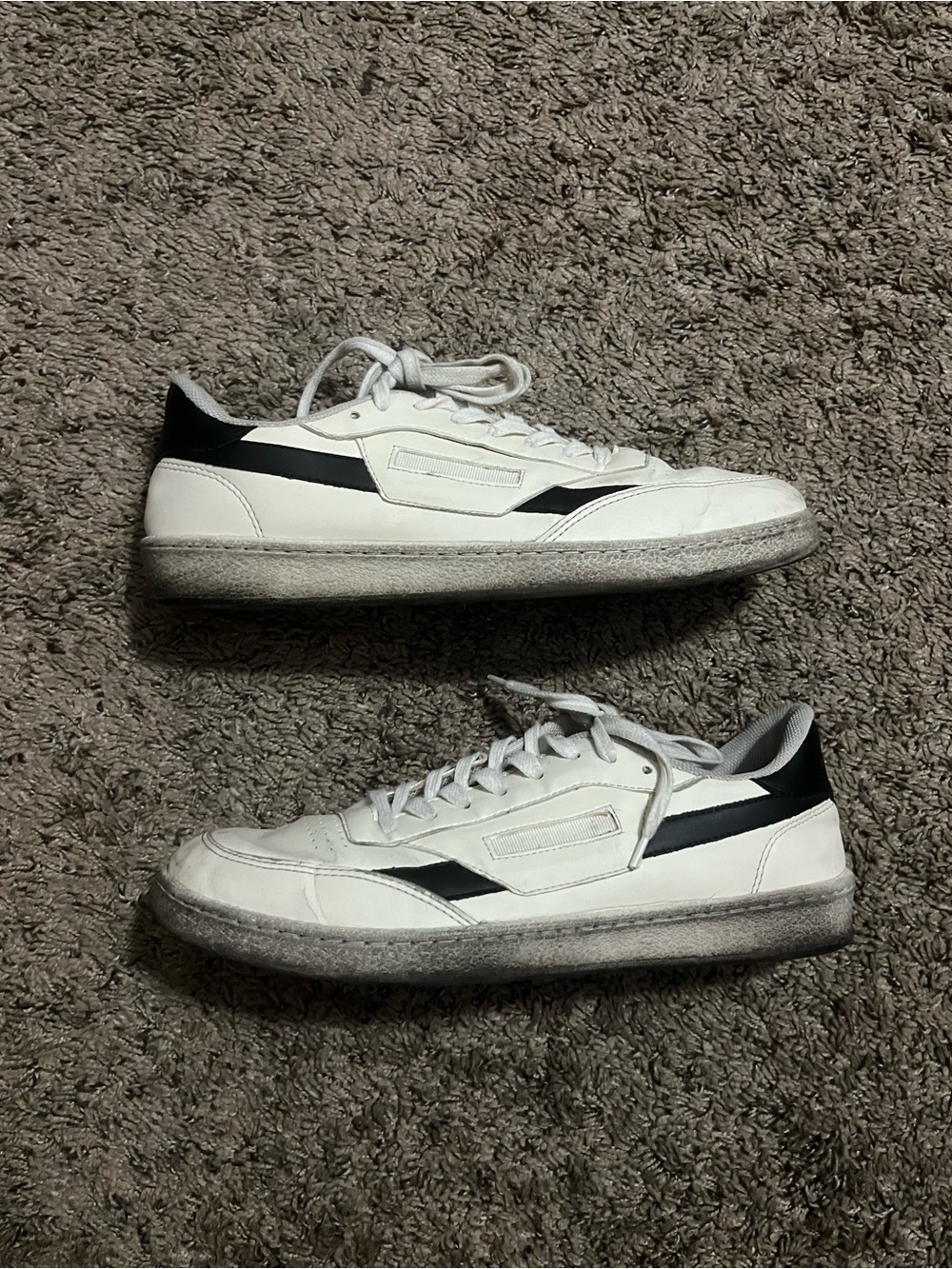 Classic White and Black Men’s Leather Sneakers